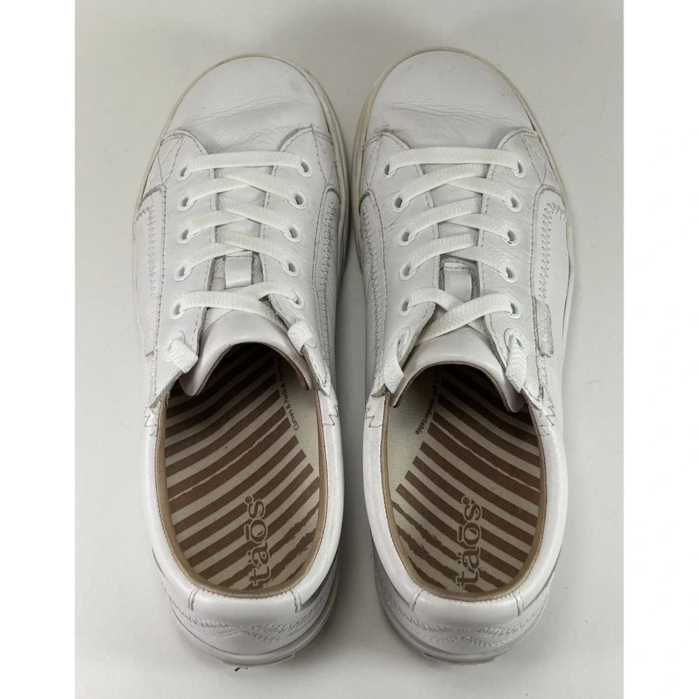 Taos Plim Soul Lux‎ PLX White Leather Women's Sneakers 7.5 Canvas Shoes 13994A